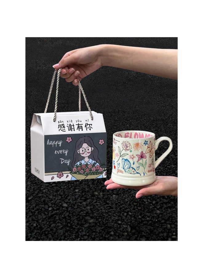 Birthday Gift Girls Send Best Friends Practical Cup Accompanying Gift March 8th Women's Day Send Kindergarten Teachers Advanced Sense-Color:Tulip Flower Sea + Thank You For Having You Gift Box Happy - Image 2